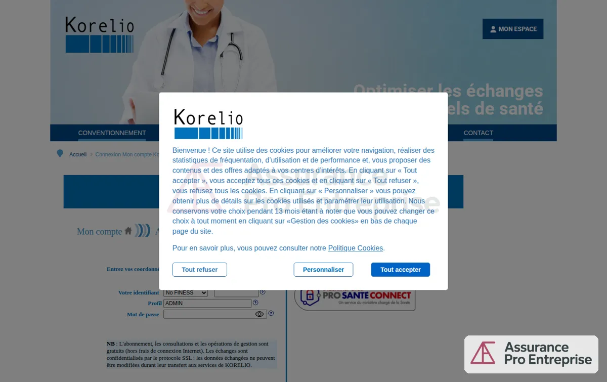 Capture : Connectez-vous à votre espace Korelio